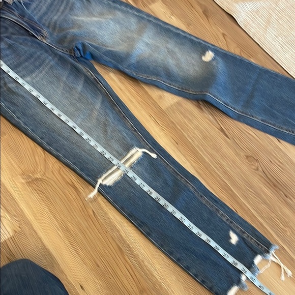 VERVET BY FLYING MONKEY Blue Straight Leg Jeans with Faded Distressing - Picture 6 of 8